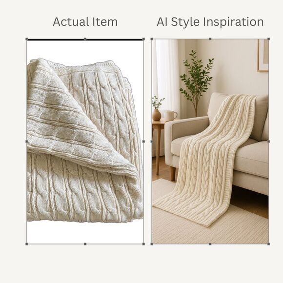 Unbranded Other - Cable Knit Throw Blanket 48 X 54 Cream Cozy Elegant Cottagecore Farmhouse Warm